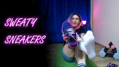 Lady Angela Sweaty Sneakers After Workout Sneaker Fetish Sock Fetish No Make Up
