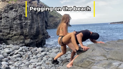 Hard And Deep Pegging Slave On Tenerifa's Beach