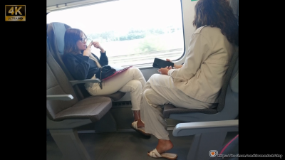 Candid Beauty Mature Woman And Cute Young Slippers Dangling
