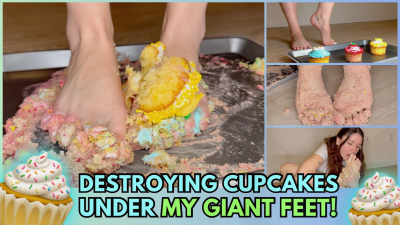 Giantess Cupcake Destruction With Toe Sucking & Messy Spit Play