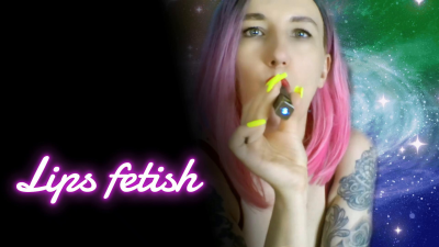 Lady Angela Lips Fetish Red Lipstick Vaping Plump Voluptuous Lips