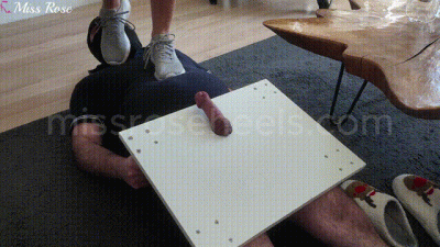 Punishment For My Slave With Smelly Nikes On Trample Table
