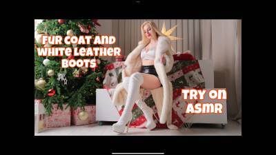 Fur Coat And White Leather Boots