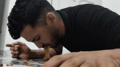 Slave Cums On Hi Lunch And Eats It Off The Floor Like A Good Slut
